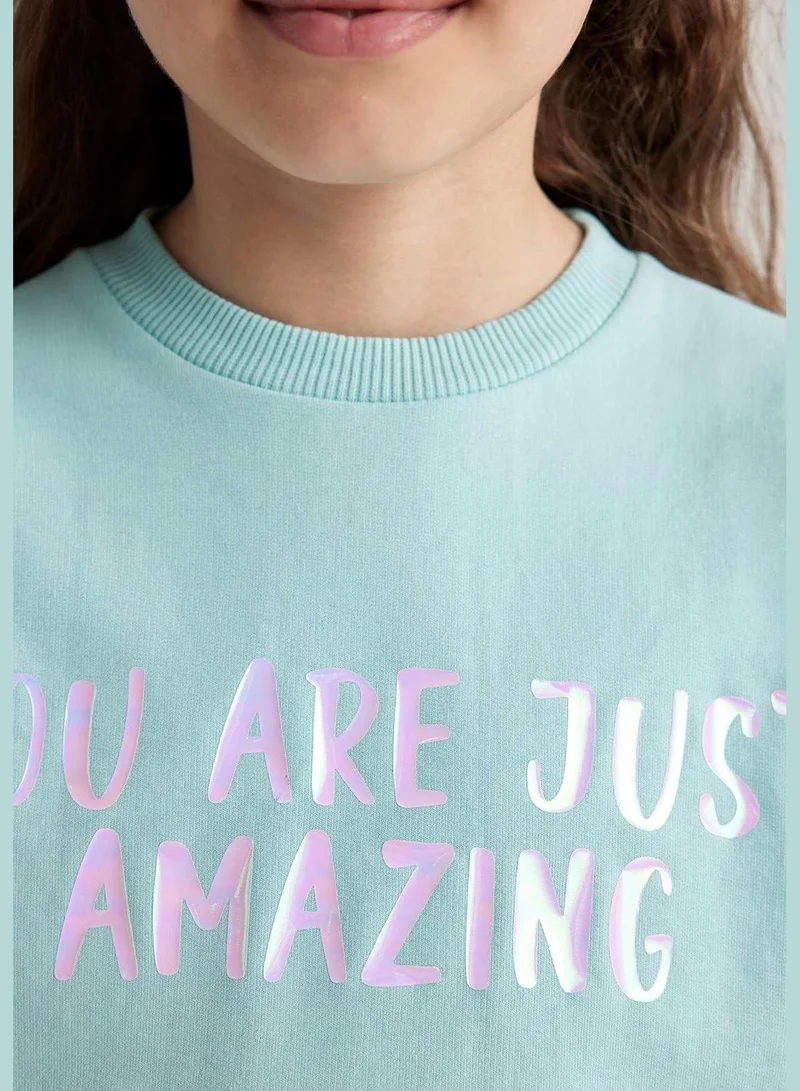 DeFacto Girl Relax Fit Crew Neck Long Sleeve Knitted Sweatshirt