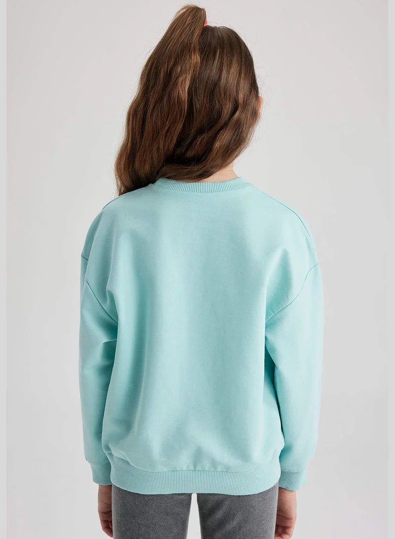 DeFacto Girl Relax Fit Crew Neck Long Sleeve Knitted Sweatshirt