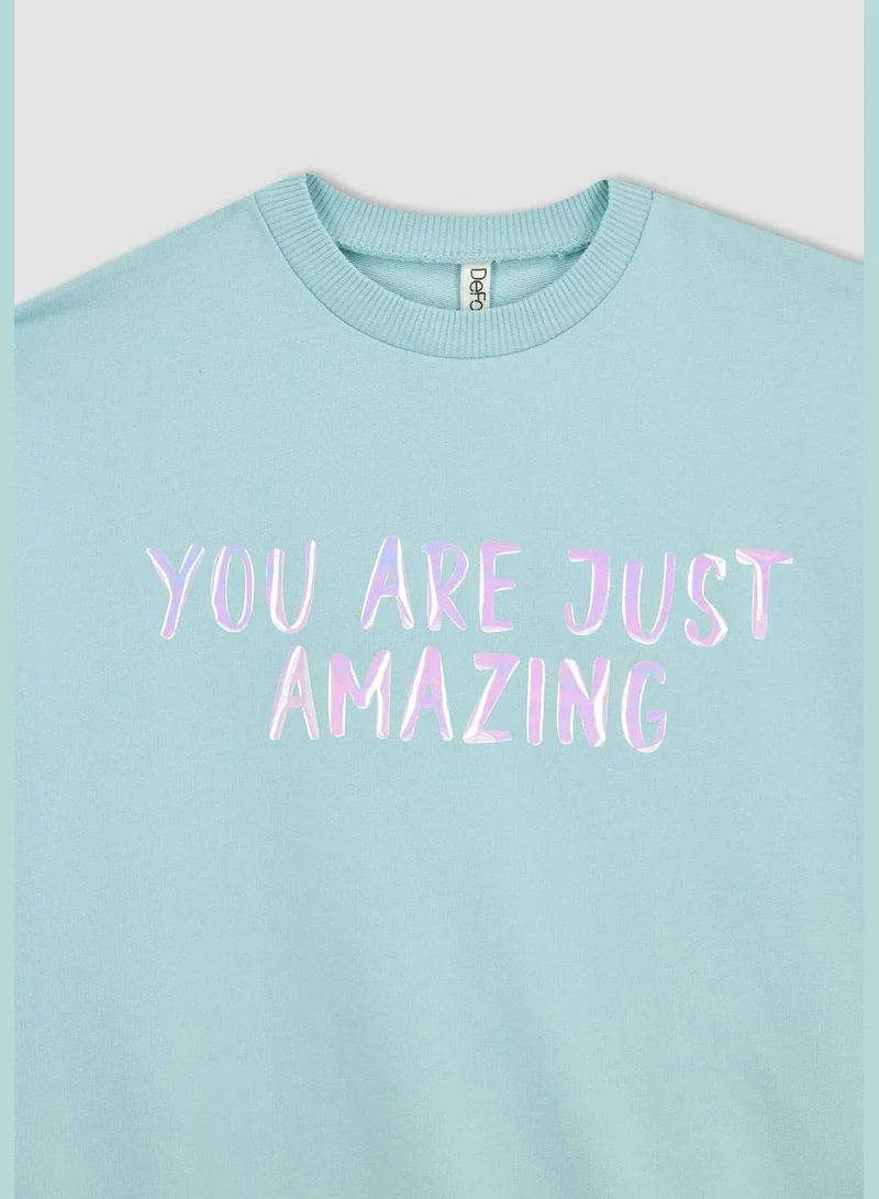 DeFacto Girl Relax Fit Crew Neck Long Sleeve Knitted Sweatshirt