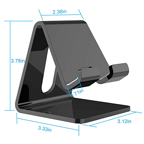 Crpich Acrylic Phone Stand, Ergonomic Design for Apple iPhone and Samsung Galaxy, Compatible with 4-8 Inch Screens, Black - Image 4