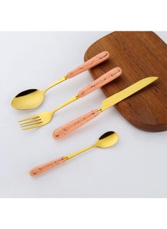 Sunhome 24-Piece Stainless Steel Cutlery Set With Stand Pink  - Image 3