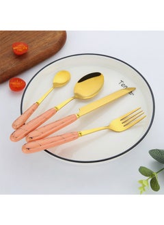 Sunhome 24-Piece Stainless Steel Cutlery Set With Stand Pink  - Image 5