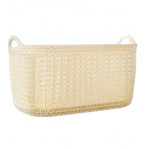 Kuber Industries Kuber Industries Unbreakable Multipurpose Storage Basket With Handles|Medium Size & Flexible Plastic |Fruit/Vegetable/Bathroom/Stationary/Home Basket, Pack of 2(Brown & Cream) -CTKTC39079 - Image 5