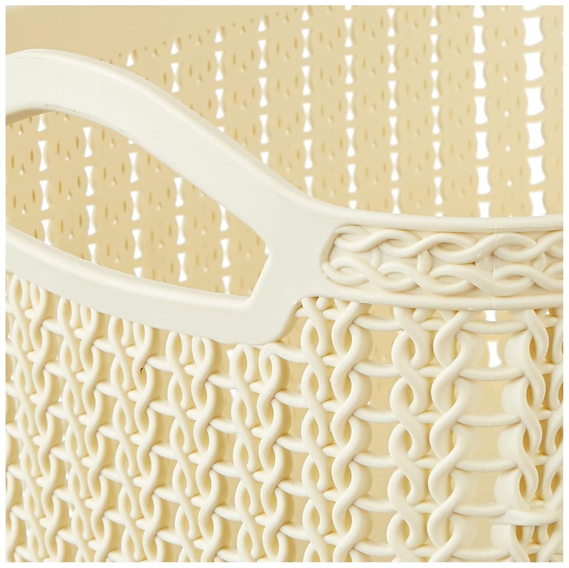 Kuber Industries Kuber Industries Unbreakable Multipurpose Storage Basket With Handles|Medium Size & Flexible Plastic |Fruit/Vegetable/Bathroom/Stationary/Home Basket, Pack of 2(Brown & Cream) -CTKTC39079 - Image 4