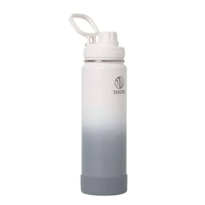 Takeya Actives Water Bottle with Spout Lid Bottle with Double Stainless Steel Insulation Dishwasher Safe & BPA-Free Bottle with Spout Lid & Removable Bumper 24 oz, Ombre Morning Mist - Image 1