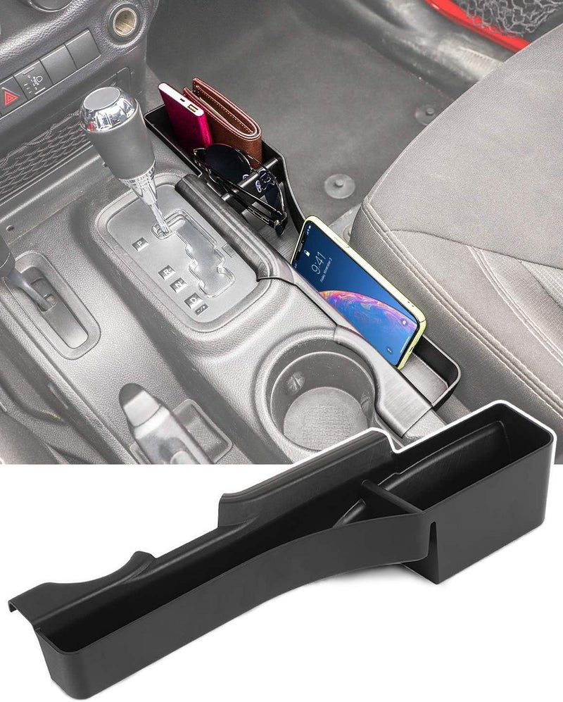 دلفينو صندوق تخزين جانبي لوحدة التحكم في ناقل الحركة JK GearTray، صندوق تنظيم جانب الراكب لسيارة جيب رانجلر JK JKU موديلات 2011-2018، إكسسوارات داخلية، أسود - Image 1