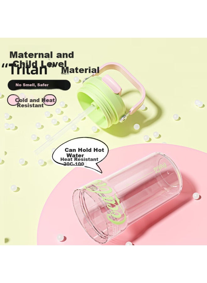 Germ Cola Summer Plastic Cup With Straw, Heat-Resistant Water Bottle, Coffee Mug For Women, Portable Cup, 670Ml, Cherry Pink - Image 2