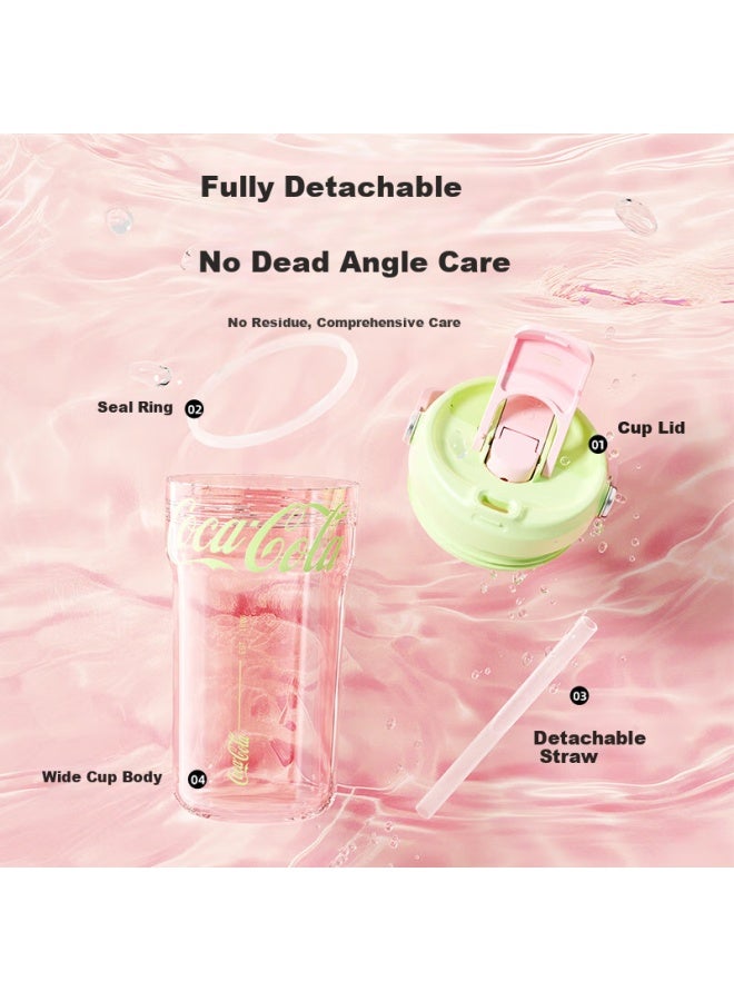 Germ Cola Summer Plastic Cup With Straw, Heat-Resistant Water Bottle, Coffee Mug For Women, Portable Cup, 670Ml, Cherry Pink - Image 5