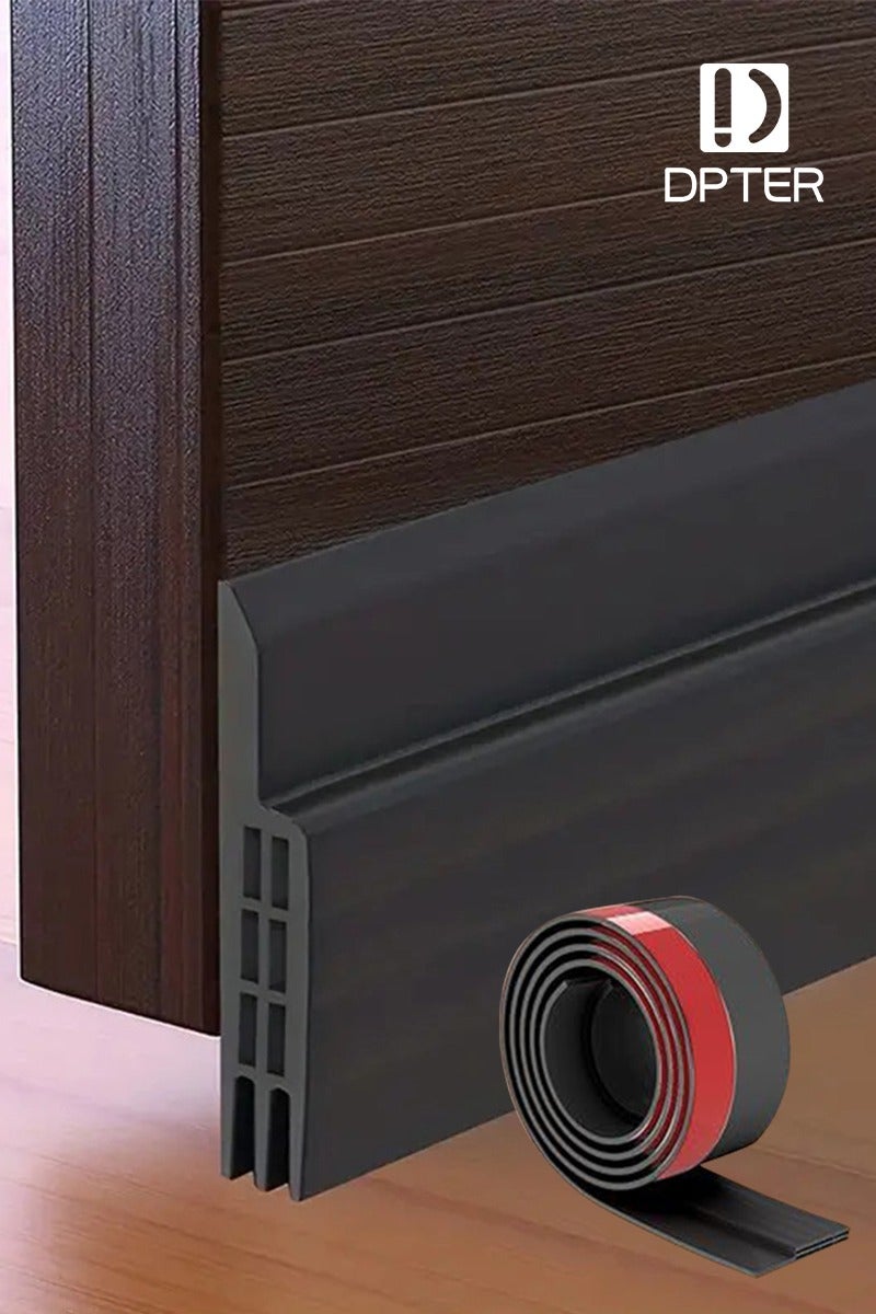 DPTER Door Draft Stopper, 100 cm Length Under Door Seal, Door Sweep for Exterior & Interior Doors, Door Bottom Draft Blocker Dust and Noise Insulation Weather Stripping Draft Guard Insulator, Black - Image 1