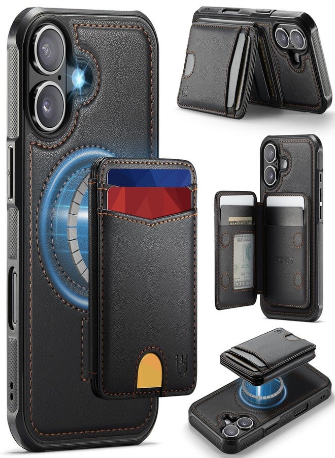 Usroom for iPhone 17 Case Wallet Compatible with MagsafeRFID Blocking Magnetic Card Holder 2 in 1 Detachable Kickstand Shockproof Phone Case for iPhone 17 6.3" Black - Image 1