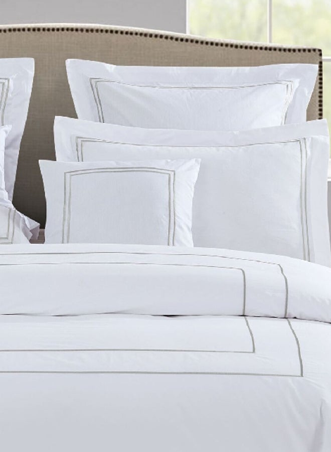 Brata Stitch Convenient Bed in a Bag Bedding Set White and Silver 1 x 240 x 230 cm RICAMO 05 
