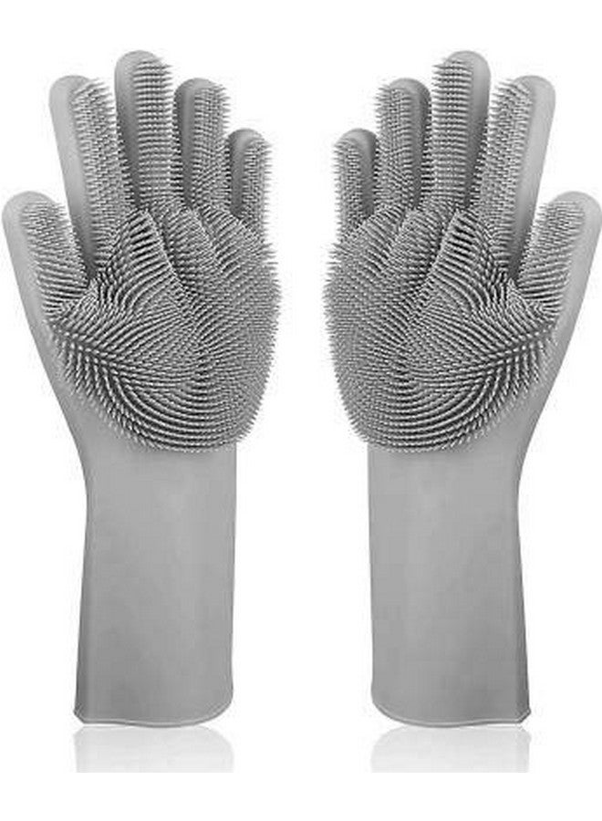 Surat Dream Silicon Gloves For Dish Washing Scrubbing Gloves For Kitchen, Pet Grooming, Car, Bathroom Hand Combo (Multi Color) - Image 1