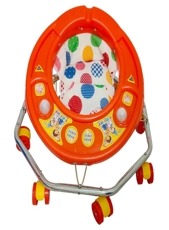 EVOSHINE 8 Bend Baby Walker | Heavy-Duty Plastic Frame | Comfortable Cushion Seat | 360° Rotating Wheels | Safe & Durable Walking Support for 6 to 18 Months (Red) - Image 3