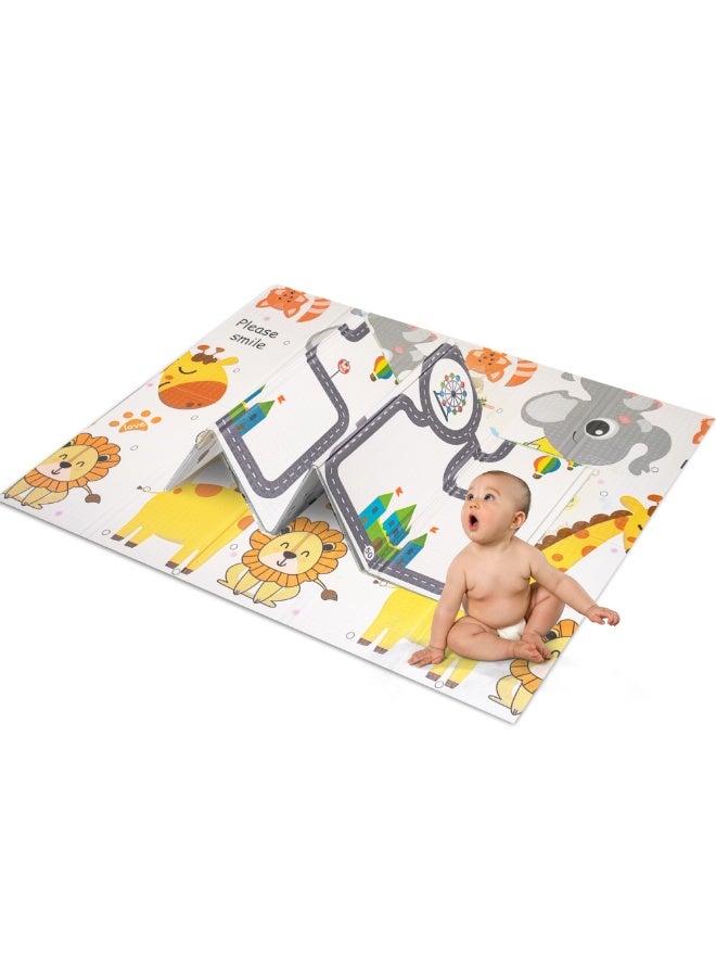 Nexso Baby Play Mat | Waterproof XPE Foam Crawling Mat – Soft, Safe & Foldable Floor Play Mat for Babies & Toddlers – Colourful Pet World with Track World Design - Image 1