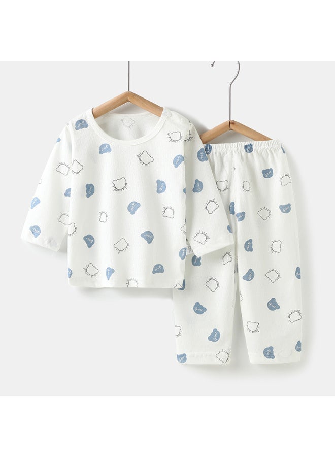 Baby's Air-conditioning Suit Thin Long-sleeved Summer Cotton Men's Baby's Home Clothes Summer Clothes Daughter's Children's Pajamas Summer