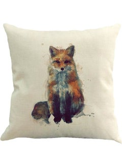 NIBEMINENT Fox Printed Cushion Cover White/Brown/Black 45x45cm 