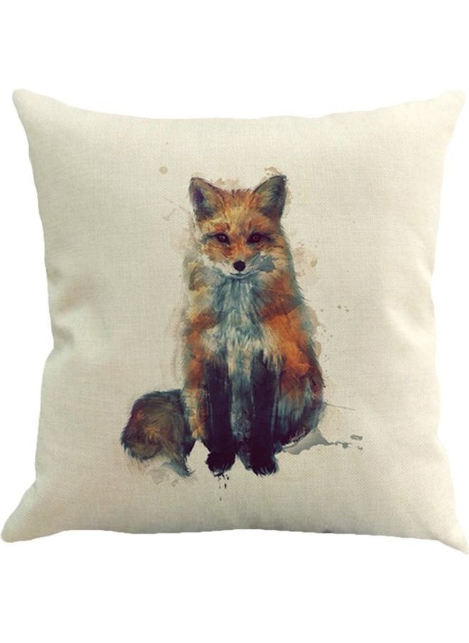 NIBEMINENT Fox Printed Cushion Cover White/Brown/Black 45x45cm 