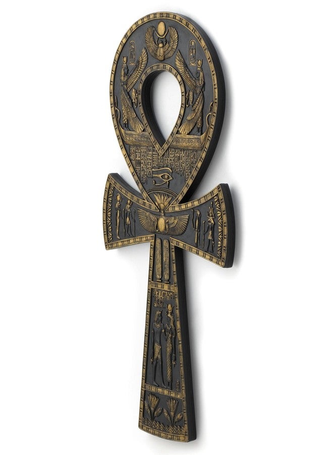 فيرونيز ديزاين لوحة جدارية من الراتنج بتصميم فيرونيز، مقاس 16 بوصة، على شكل عنخ مصري، باللونين الأسود والذهبي - Image 2