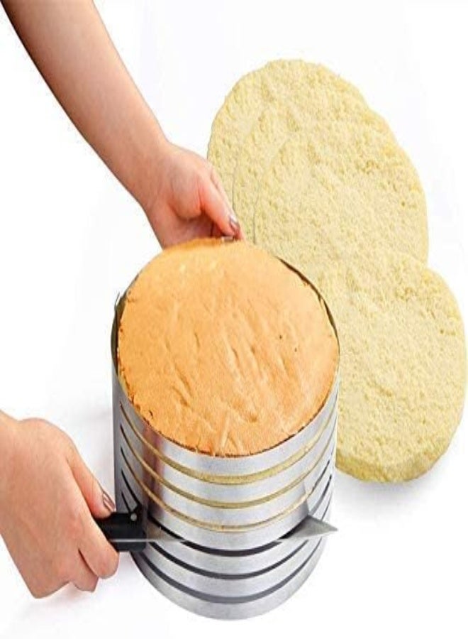 AKDC 7 Layers Cake Slicer For Cutting Cakes Evenly Premium Stainless Steel Ring With Adjustable Diameter From 23Cm To 30Cm - Image 1