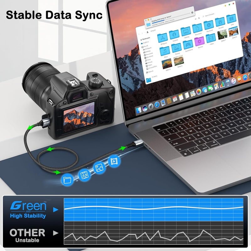 كابل محرك أقراص صلب من Micro B إلى USB C بسرعة 10 جيجابت في الثانية، بطول 3 أقدام، كابل USB C إلى Micro B إلى Type-C، متوافق مع أقراص WD وSeagate وMacBook Pro/Air وiPad/Tablet وiPhone وGalaxy S24 - Image 2
