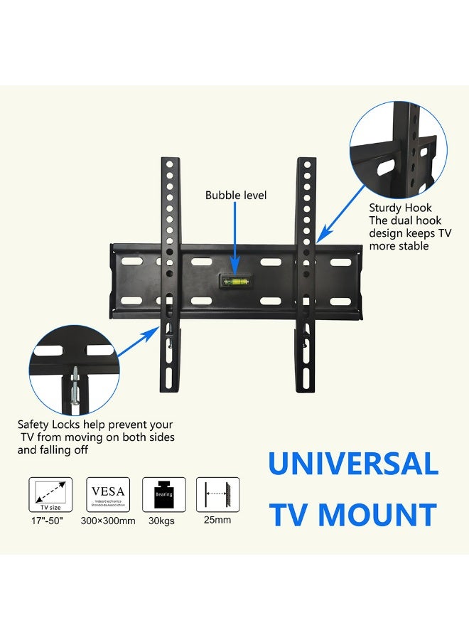 ستارجولد حامل تثبيت ثابت على الحائط للتلفزيونات ذات الشاشات المسطحة LED LCD وPlasma مقاس 17 إلى 50 بوصة، تصميم رفيع، VESA 300x300، سعة تحميل 35 كجم، سهولة التركيب - Image 4