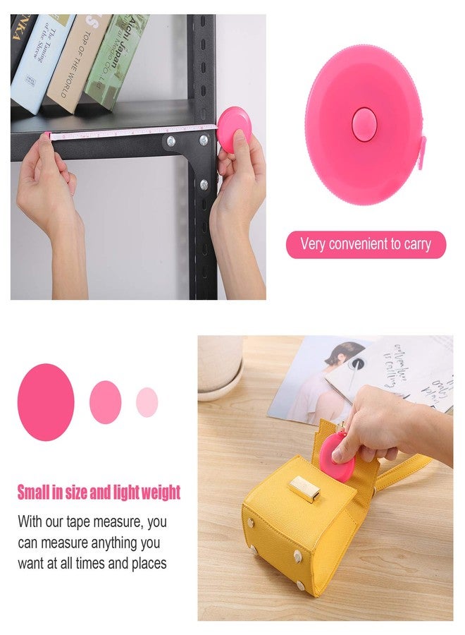 BUSHIBU 3 Pack Tape Measure 150 cm 60 Inch Push Button Tape Body Measuring Soft Retractable for Sewing Double-Sided Tailor Cloth Ruler (Pink Purple Sky Blue) - Image 5