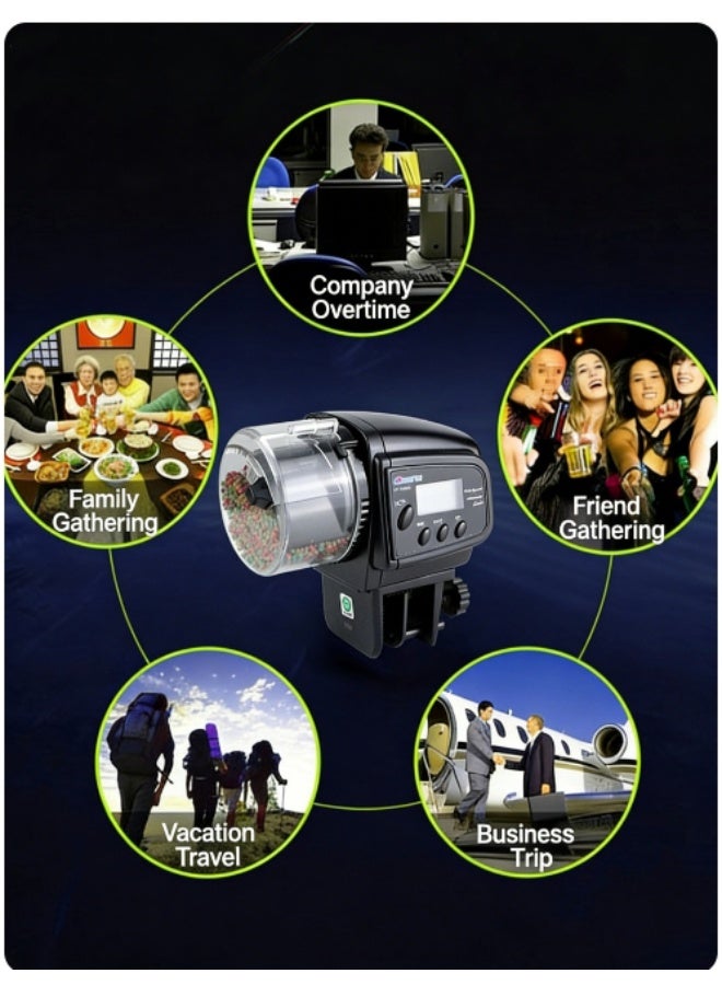 60ML Aquarium Automatic Fish Feeder Fish Tank Automatic Holiday Timer, With Timer Lcd Display Screen, Adjustable Food Dispenser Suitable For Powder Particles And Granules, Powered By No. 5 Battery (Excluding Battery) - Image 3