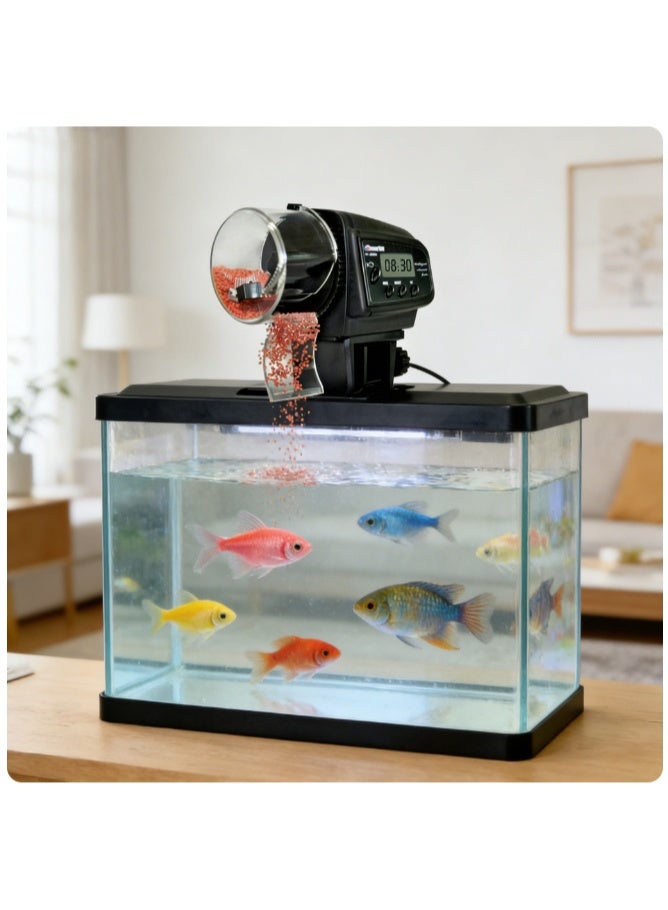 60ML Aquarium Automatic Fish Feeder Fish Tank Automatic Holiday Timer, With Timer Lcd Display Screen, Adjustable Food Dispenser Suitable For Powder Particles And Granules, Powered By No. 5 Battery (Excluding Battery) - Image 4