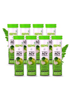 OZiva ACV Moringa Control Cravings Apple Cider Vinegar Cinnamon Guggul No Maltodextrin No Added Sugar 15 Effervescent Tablets Green Apple Pack of 8 120 Tablets  - Image 1