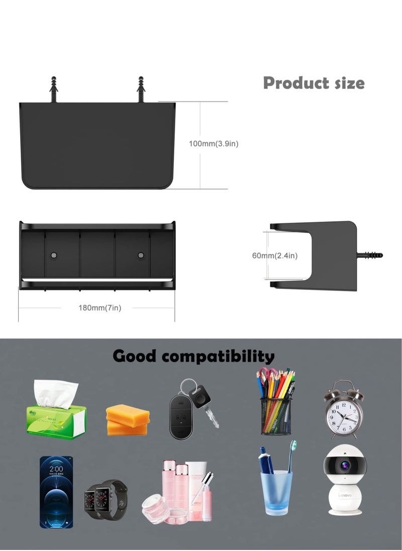 Excefore Bedside Shelf Accessories Organizer ,Maximize Your Space for Bedroom Bedside Wall Organizer Universal Bedside Shelf Wall Mount for Glasses/Remote/Earphone/Cell Phone(Black)  - Image 2