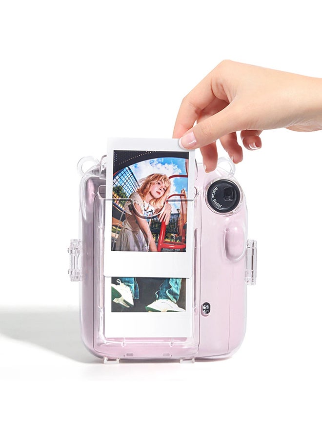 O Ozone Crystal Clear Camera Case For Fujifilm Mini 12 Instant Camera, Hard PC Cover with Adjustable Strap and Pocket & Decorative sticker - Green  - Image 5