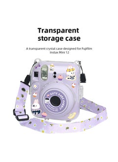 O Ozone Crystal Clear Camera Case For Fujifilm Mini 12 Instant Camera, Hard PC Cover with Adjustable Strap and Pocket & Decorative sticker - Green  - Image 4