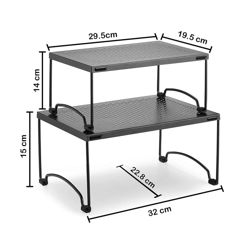 AMAZIO Kitchen Dish Rack Storage Shelves 13 x 9 Multipurpose Organizer Storage Stand for Cabinets Kitchen Shelf Dish Rack Organizer CabinetsPantryCountertops DishesBowlsMugs Packof2 - Image 3