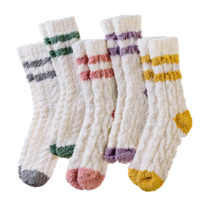 Velice Womens Fuzzy Socks Soft Cozy Fluffy Slipper Winter Warm Plush Sleeping Christmas Socks (White) - Image 1