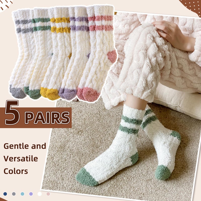 Velice Womens Fuzzy Socks Soft Cozy Fluffy Slipper Winter Warm Plush Sleeping Christmas Socks (White) - Image 5