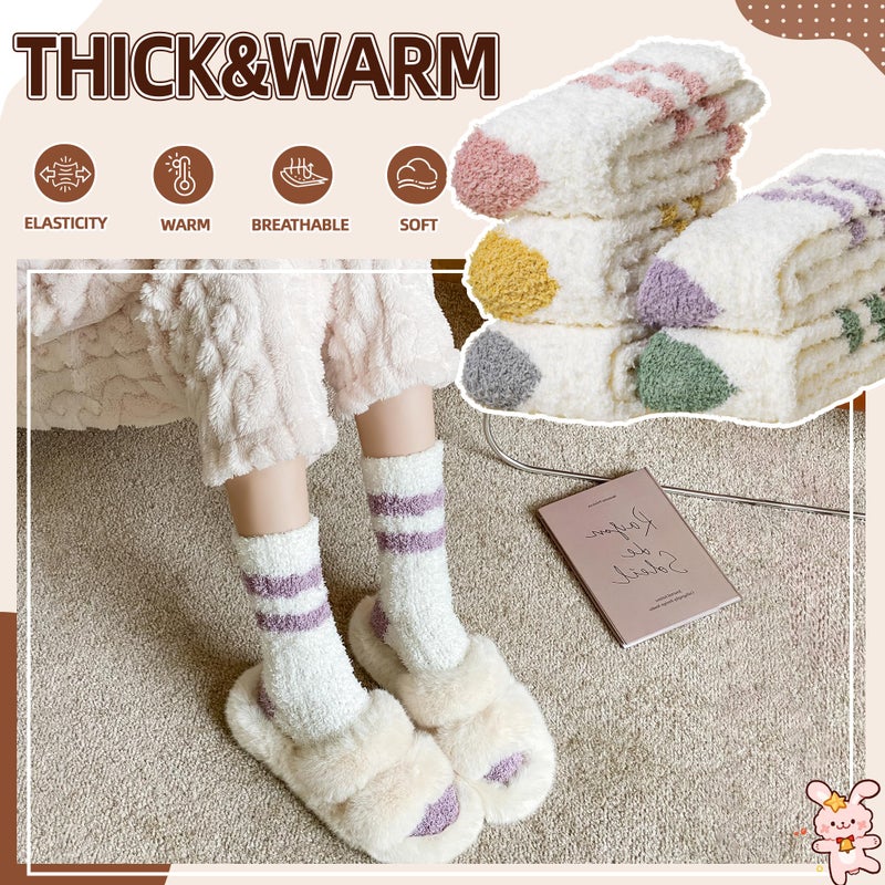 Velice Womens Fuzzy Socks Soft Cozy Fluffy Slipper Winter Warm Plush Sleeping Christmas Socks (White) - Image 2