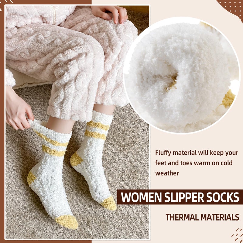 Velice Womens Fuzzy Socks Soft Cozy Fluffy Slipper Winter Warm Plush Sleeping Christmas Socks (White) - Image 3