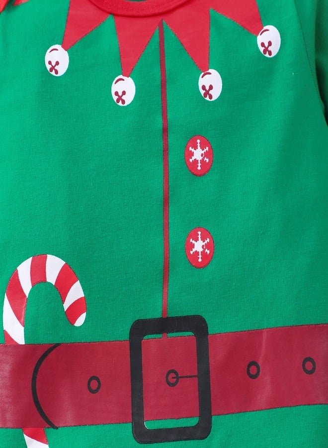 NUBEEHOHO Babies Xmas Elf Romper Outfit Infant Christmas Striped Bodysuit Long Sleeve Clothing Set 18-24 Month - Image 5