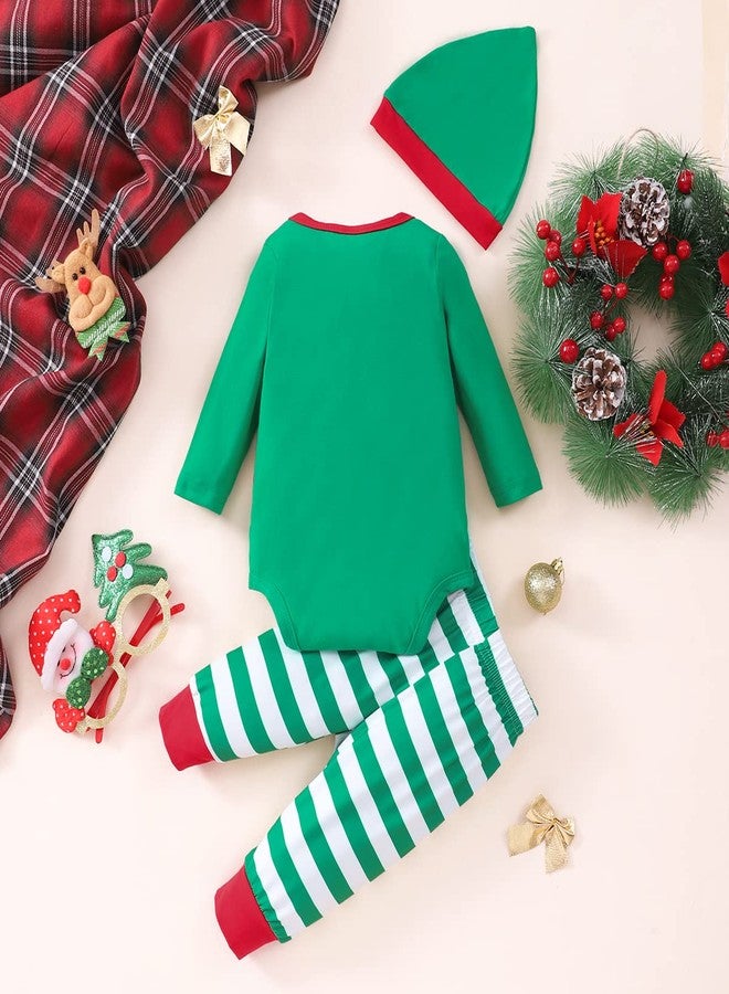 NUBEEHOHO Babies Xmas Elf Romper Outfit Infant Christmas Striped Bodysuit Long Sleeve Clothing Set 18-24 Month - Image 3