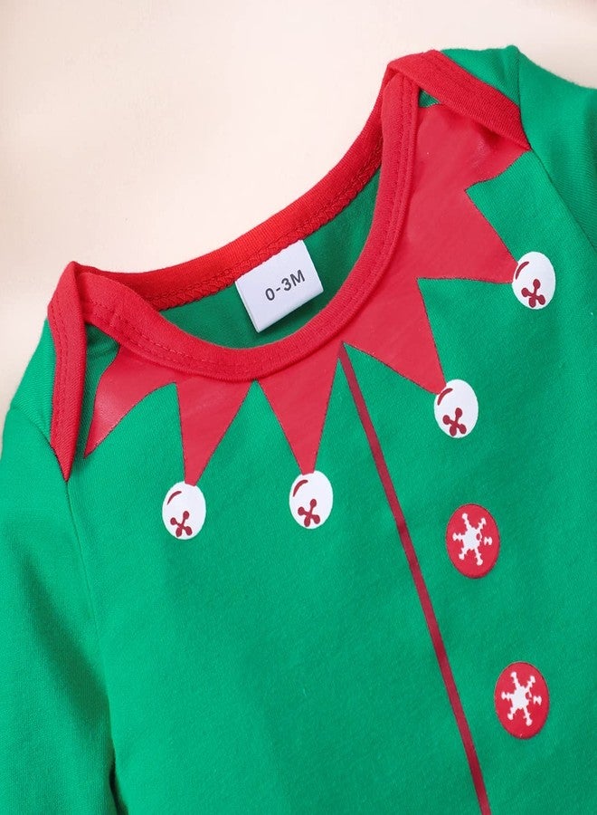 NUBEEHOHO Babies Xmas Elf Romper Outfit Infant Christmas Striped Bodysuit Long Sleeve Clothing Set 18-24 Month - Image 4