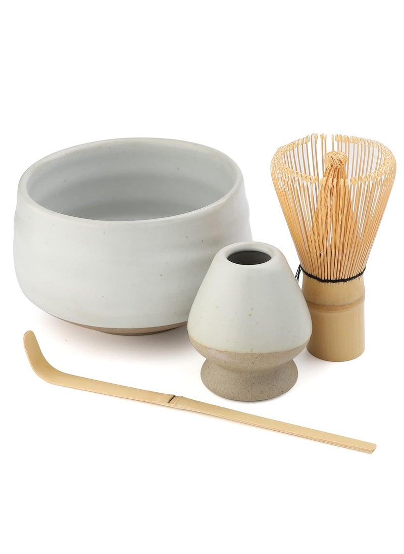 Arabest - 4 Piece Matcha Set, Traditional Tea Set with Ceramic Bowl, Scoop, Prong Bamboo Matcha Whisk and Holder - Image 1