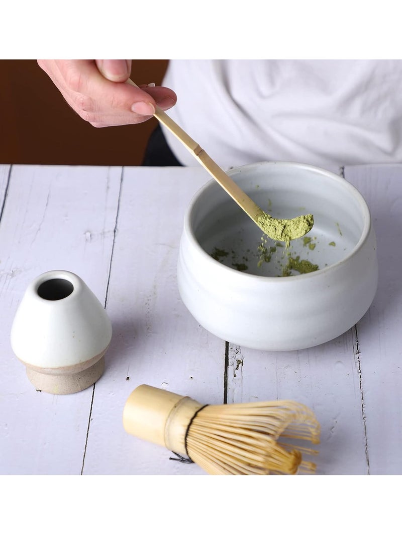 Arabest - 4 Piece Matcha Set, Traditional Tea Set with Ceramic Bowl, Scoop, Prong Bamboo Matcha Whisk and Holder - Image 1