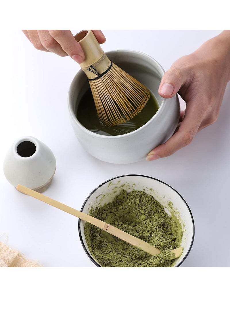 Arabest - 4 Piece Matcha Set, Traditional Tea Set with Ceramic Bowl, Scoop, Prong Bamboo Matcha Whisk and Holder - Image 1