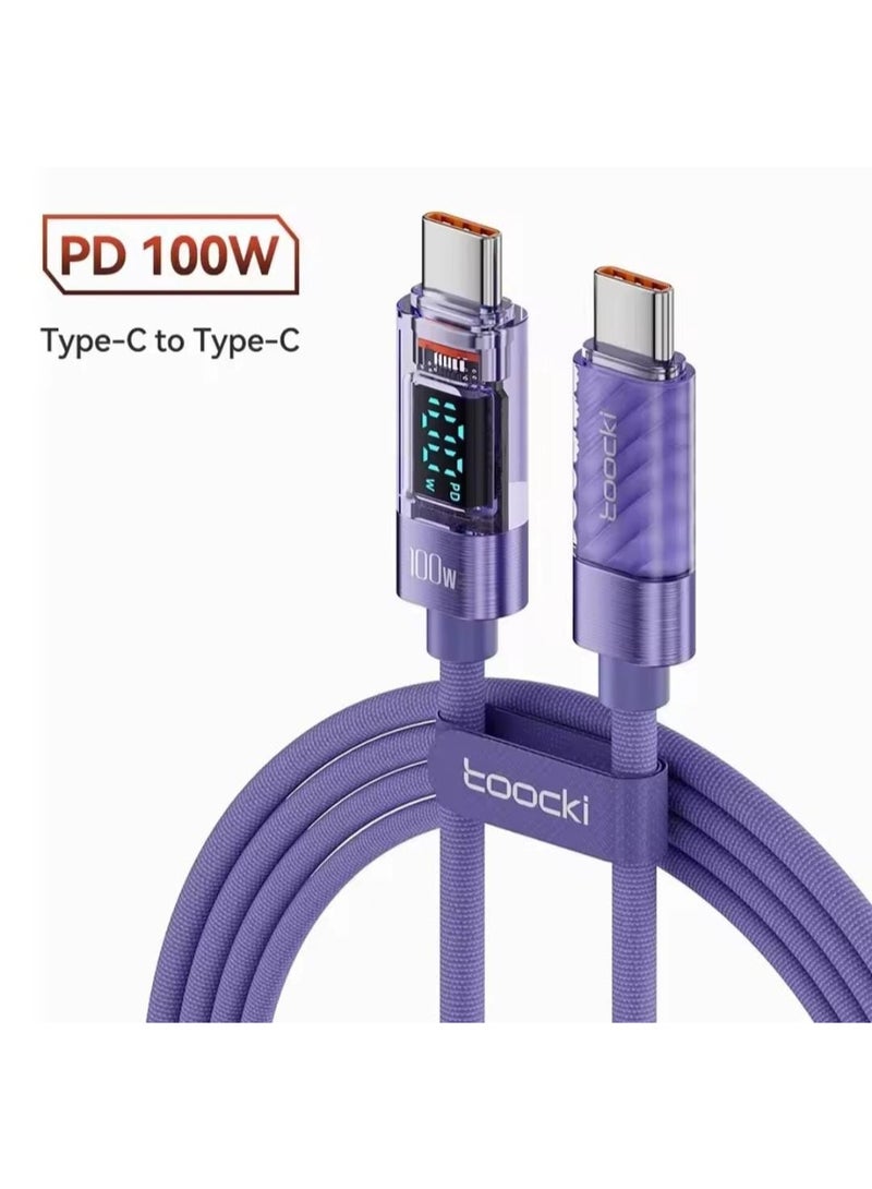 Toocki Type C to Type C Cable 100W PD Display Fast Charging Charger USB C to USB C Transparent Cable - Image 1