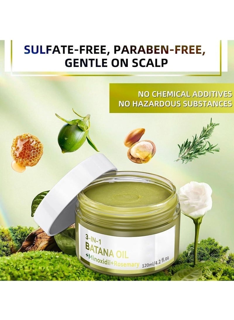 ATRJSZ Batana Oil for Hair Growth Organic (120ml), 3-in-1 Advanced Hair Growth Serum with Batana Oil, 3% Minoxidil, and Rosemary, for Thinning Hair & Scalp Care - Image 2