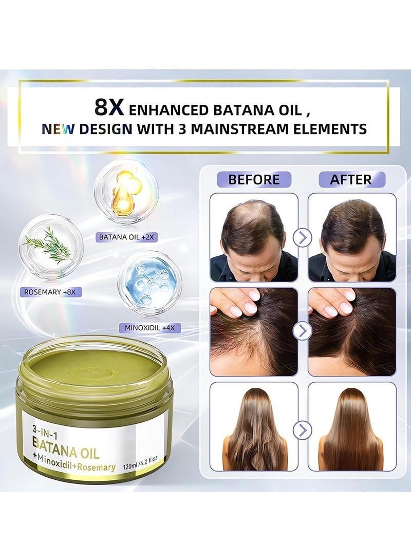ATRJSZ Batana Oil for Hair Growth Organic (120ml), 3-in-1 Advanced Hair Growth Serum with Batana Oil, 3% Minoxidil, and Rosemary, for Thinning Hair & Scalp Care - Image 4