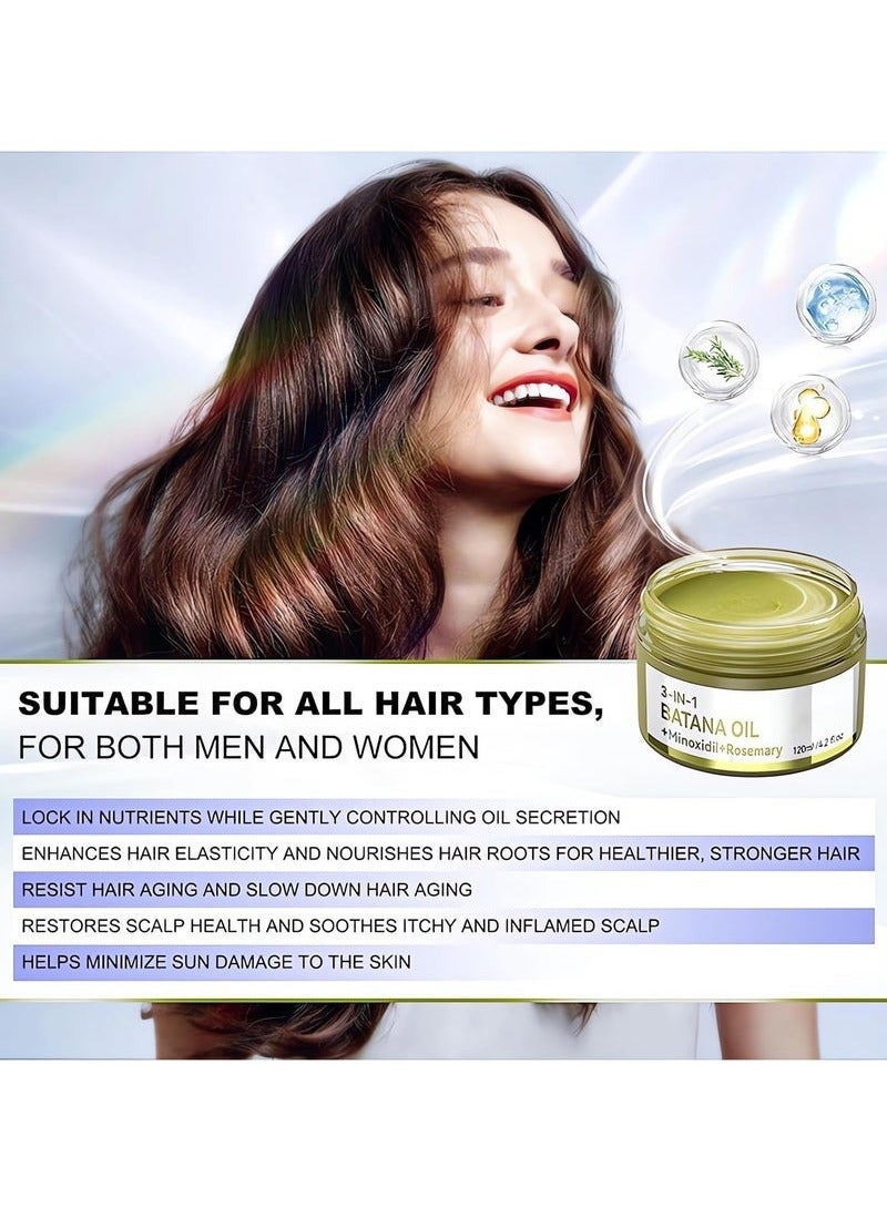 ATRJSZ Batana Oil for Hair Growth Organic (120ml), 3-in-1 Advanced Hair Growth Serum with Batana Oil, 3% Minoxidil, and Rosemary, for Thinning Hair & Scalp Care - Image 3