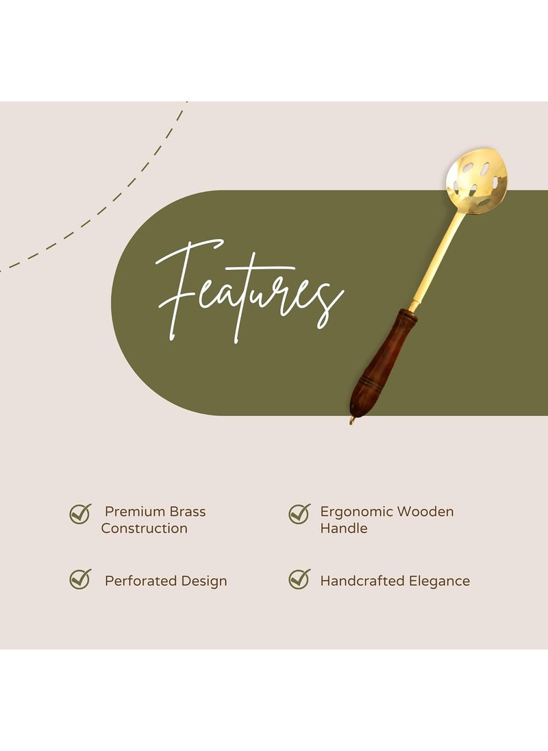 Putrika - Putrika Traditional Handcrafted Brass Utensil Ladle Brass Cookware Serving Spoon Cooking LadleTableware Dinnerware Frying ladleSkimmer - Image 1