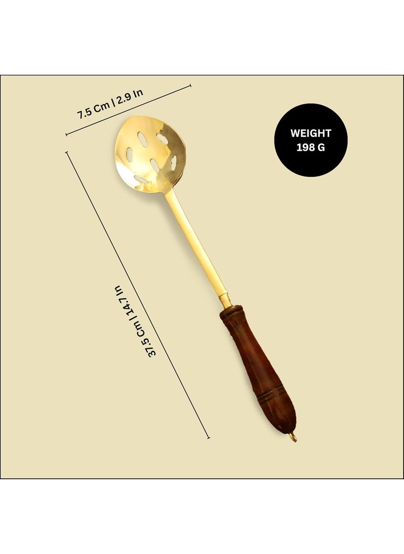 Putrika - Putrika Traditional Handcrafted Brass Utensil Ladle Brass Cookware Serving Spoon Cooking LadleTableware Dinnerware Frying ladleSkimmer - Image 1