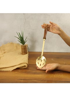 Putrika Putrika Traditional Handcrafted Brass Utensil Ladle Brass Cookware Serving Spoon Cooking LadleTableware Dinnerware Frying ladleSkimmer  - Image 3
